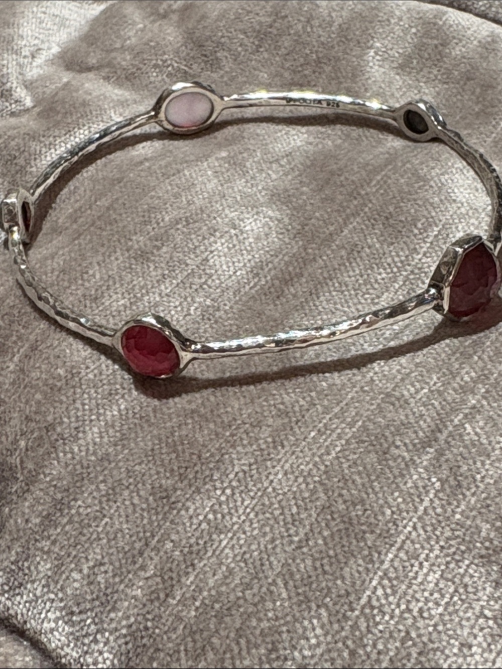 Ippolita Rock Candy 5 Station Prynite & Red Quartz Sterling 925 Silver 7.5”